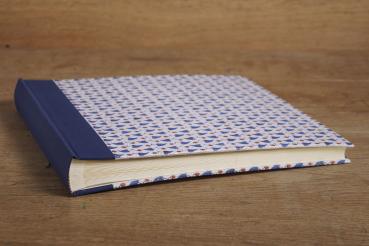 Photo album "Blue hearts", handmade photo album, for gluing, blue linen back